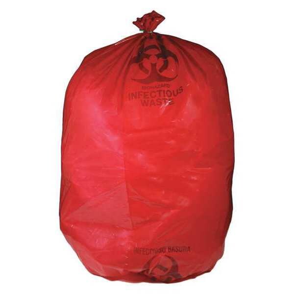 Zoro Select Biohazard Bags, 30 to 32 gal., Red, PK250 - RIWB142405