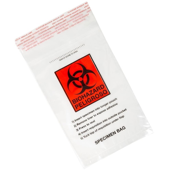 Globe Scientific Specimen bag, glue seal, 6x10", 500PK - 4923