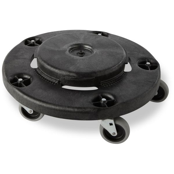Rubbermaid Commercial Container Dolly for BRUTE 20-55 gal Containers, 250 lb Load Capacity, 5 Swivel Casters, Black - FG264000BLA