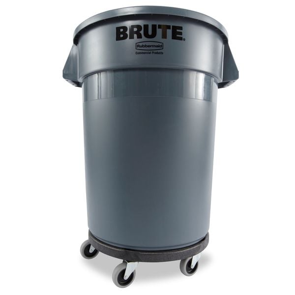 Rubbermaid Commercial Container Dolly for BRUTE 20-55 gal Containers, 250 lb Load Capacity, 5 Swivel Casters, Black - FG264000BLA