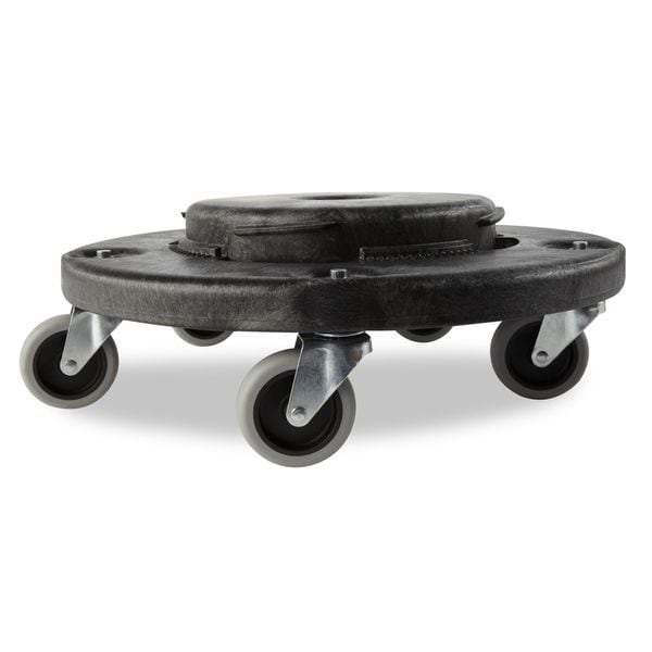 Rubbermaid Commercial Container Dolly for BRUTE 20-55 gal Containers, 250 lb Load Capacity, 5 Swivel Casters, Black - FG264000BLA
