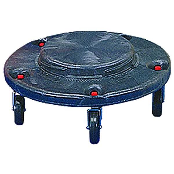 Rubbermaid Commercial Container Dolly for BRUTE 20-55 gal Containers, 250 lb Load Capacity, 5 Swivel Casters, Black - FG264000BLA