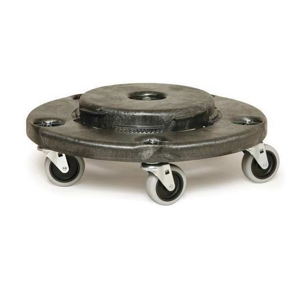 Rubbermaid Commercial Container Dolly for BRUTE 20-55 gal Containers, 250 lb Load Capacity, 5 Swivel Casters, Black - FG264000BLA