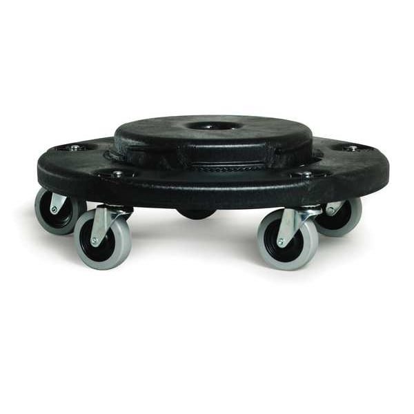 Rubbermaid Commercial Container Dolly for BRUTE 20-55 gal Containers, 250 lb Load Capacity, 5 Swivel Casters, Black - FG264000BLA