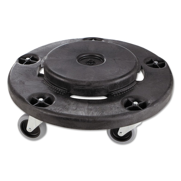 Rubbermaid Commercial Brute Round Twist On/Off Dolly, 250 lb Capacity, 18dia x 6.63h, Black - FG264000BLA