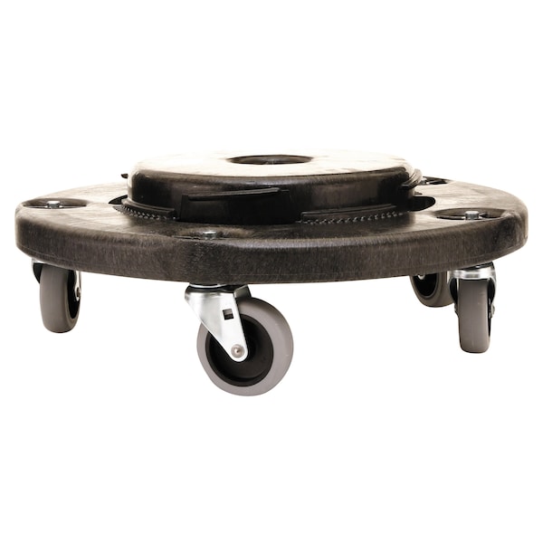 Rubbermaid Commercial Brute Quiet Dolly, 250 lb Capacity, 18.25 dia. x 6.63h, Black - FG264043BLA