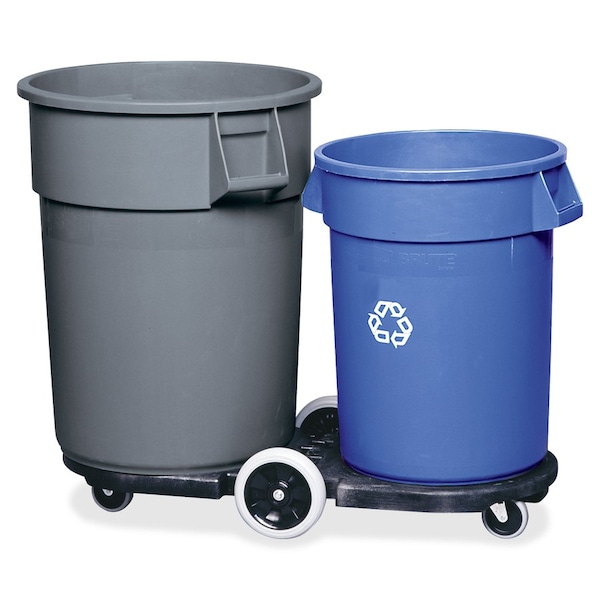 Rubbermaid Commercial Dolly, Brute Tandem, 40 Gal. Cap, 20-13/16"x45-5/16"x8-3/4", BK - RCP264600BK