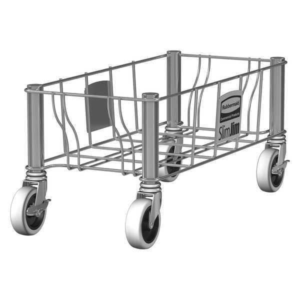 Rubbermaid Commercial Container Dolly, 100 lb, Single, 9in H, Gray - 1968468