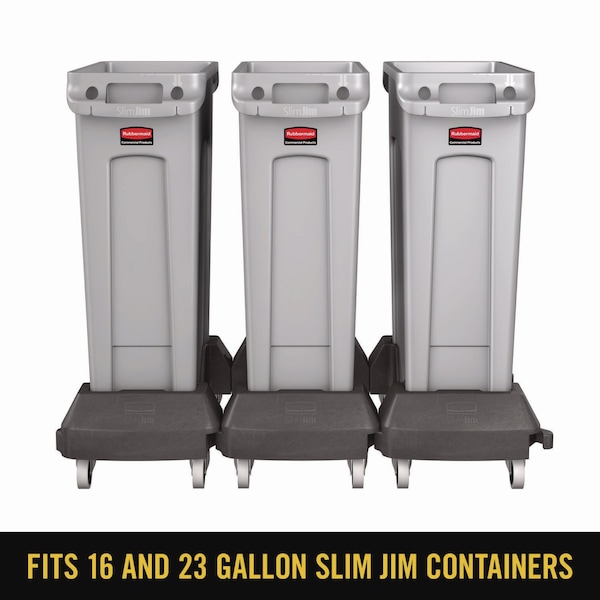 Rubbermaid Commercial Slim Jim Resin Trainable Dolly, 120 lb Capacity, 23.86 x 14.71 x 8.36, Plastic, Black - 1980602