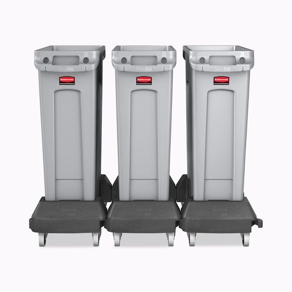 Rubbermaid Commercial Slim Jim Resin Trainable Dolly, 120 lb Capacity, 23.86 x 14.71 x 8.36, Plastic, Black - 1980602