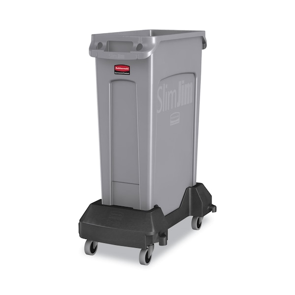 Rubbermaid Commercial Slim Jim Resin Trainable Dolly, 120 lb Capacity, 23.86 x 14.71 x 8.36, Plastic, Black - 1980602