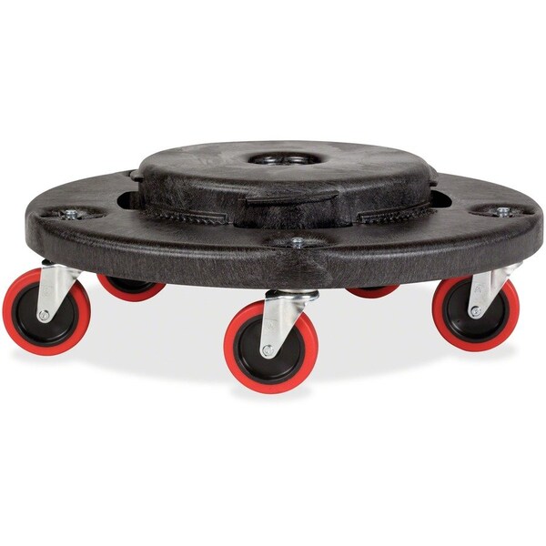 Rubbermaid Commercial Quiet Dolly, 250 Lb Cap, 18-1/4" Dia, 6-5/8"H, 2PK, Black - RCP264043BLACT
