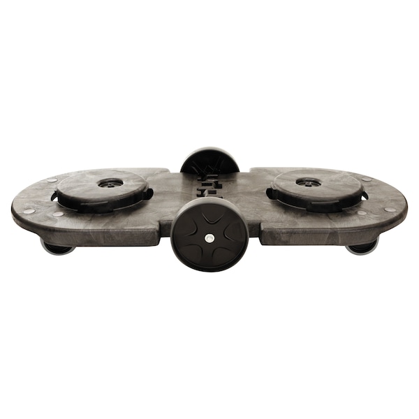 Rubbermaid Commercial Tandem Dolly, Two-Container, 300 lb Capacity, 20.25w x 45d x 8h, Black - FG264600BLA