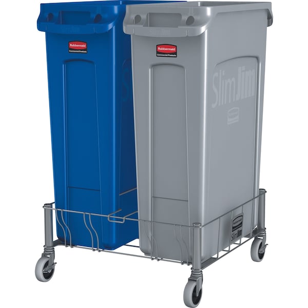 Rubbermaid Commercial Container Dolly, 200 lb, Double, 9in H, Gray - 1956191