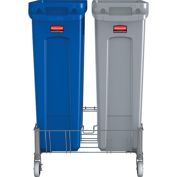 Rubbermaid Commercial Container Dolly, 200 lb, Double, 9in H, Gray - 1956191