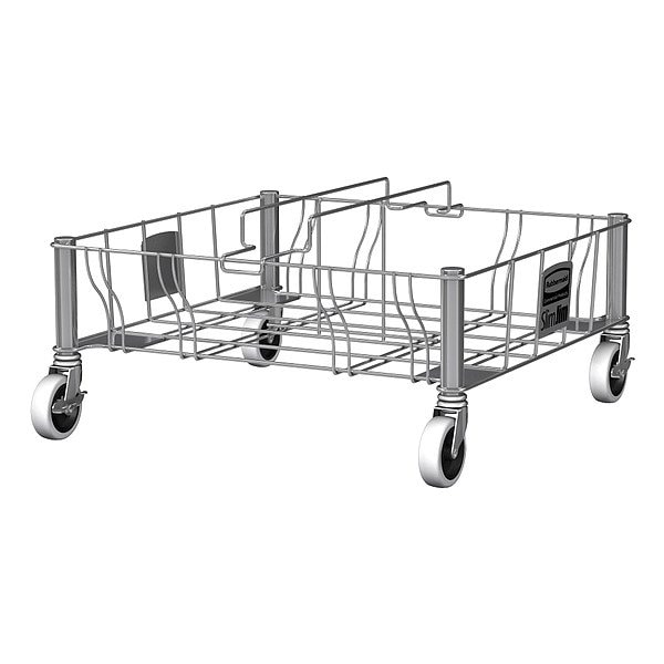 Rubbermaid Commercial Container Dolly, 200 lb, Double, 9in H, Gray - 1956191