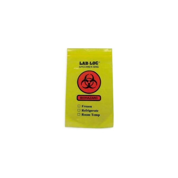 Lk Packaging Reclosable 3-Wall Specimen Transfer Bag (Biohazard), 6" x 9", Yellow Tint, Pkg Qty 1000 - LAB20609YE