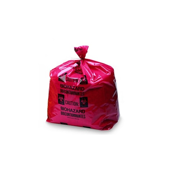 Associated Bag Poly Bag Printed w/ BioHazard Symbol, Red, 12x18, 100/pk, 100PK - 246105