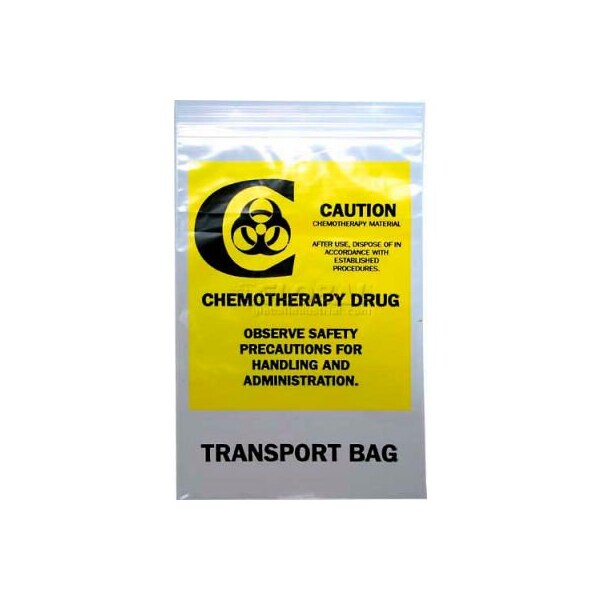 Elkay Plastics Co Reclosable Chemo Transfer Bags, 12inW x 15inL, 4 Mil, Yellow, 500/Pack - F41215CTB