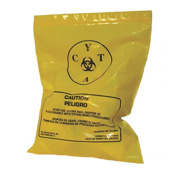 Zoro Select Chemo Waste Bags, 0.5 gal., Yellow, PK100 - 3UAD5
