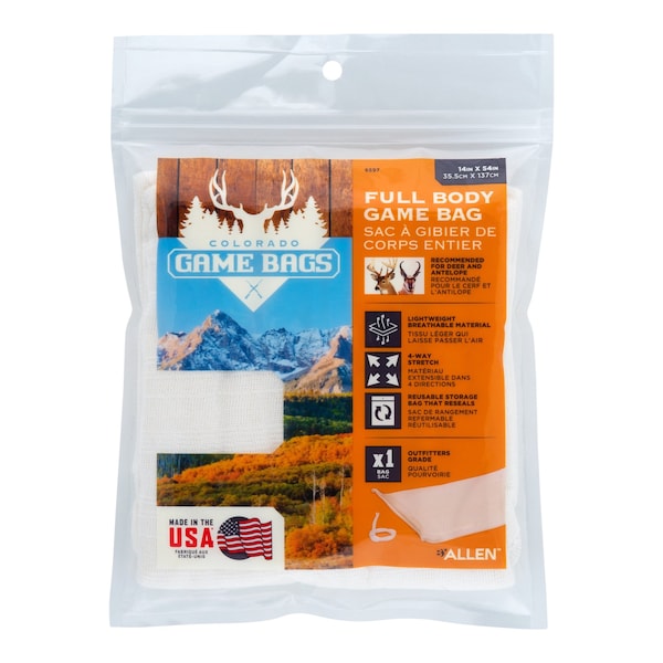 Allen Co Colorado Full Body Carcass Game Bag, 54-in. L x 12-in. W, Natural - 6597
