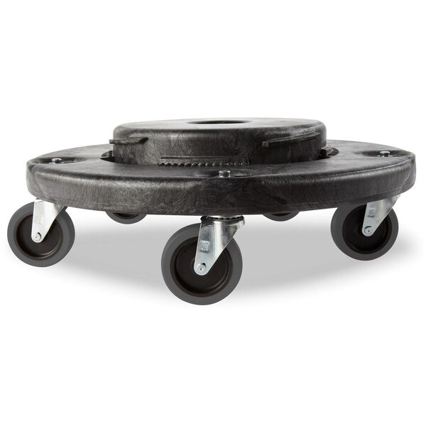 Rubbermaid Commercial Quiet Dolly, 250 Lb Cap, 18-1/4" Dia, 6-5/8"H, Black - RCP264043BLA