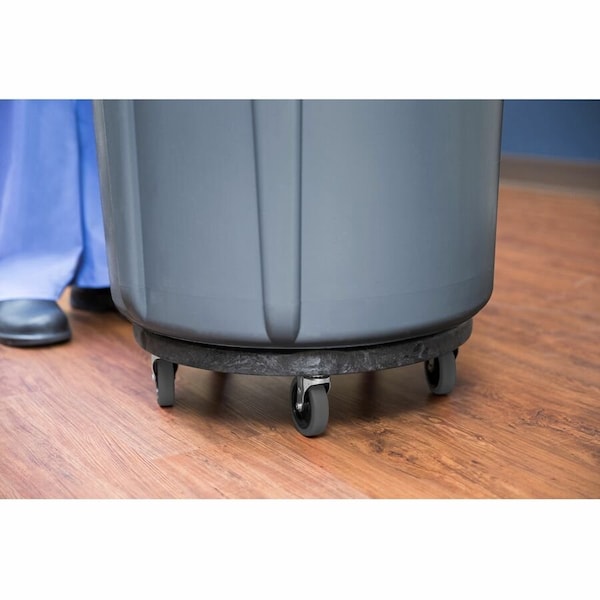 Rubbermaid Commercial Quiet Dolly, 250 Lb Cap, 18-1/4" Dia, 6-5/8"H, Black - RCP264043BLA