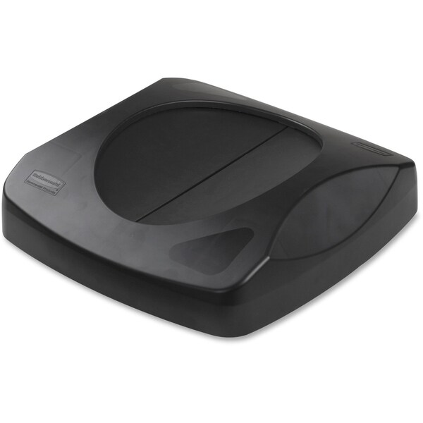 Rubbermaid Commercial Untouchable Swing Top Lid, 16" W/Dia, Black - RCP268988BKCT