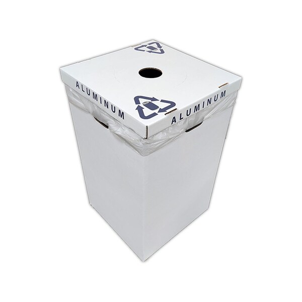 Alp Aluminum Waste & Recycling Lids, 28 W/Dia, White, Corrugated Cardboard - ALP-C-42G-10PK-L-ALUMINUM