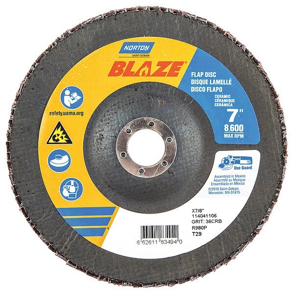 Disco de láminas montado en árbol Norton Abrasives, 7 pulgadas, 36, muy grueso - 66261183494