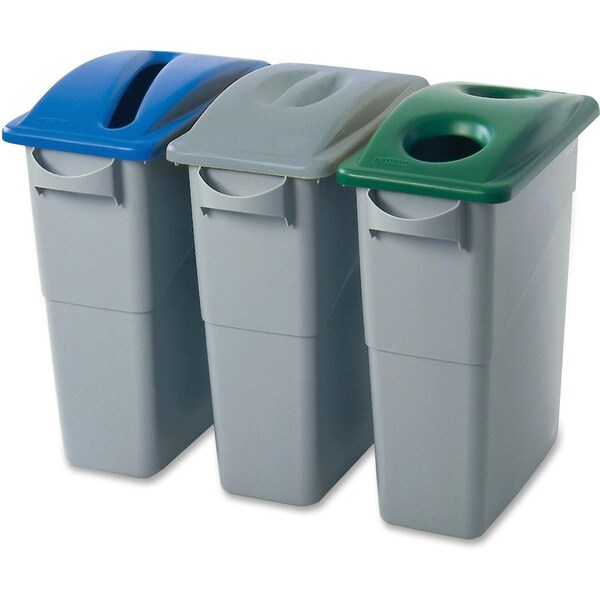 Rubbermaid Commercial Slim Jim Bottle/Can Recycling Top, 11.3" W/Dia, Blue - RCP269288BE