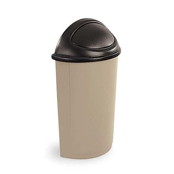 Rubbermaid Commercial 21 gal Dome with Push Door Trash Can Lid, 12 1/2 in W/Dia, Black, Plastic, 1 Openings - FG362000BLA