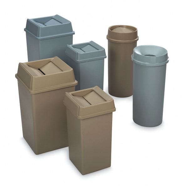 Rubbermaid Commercial 21 gal Dome with Push Door Trash Can Lid, 12 1/2 in W/Dia, Black, Plastic, 1 Openings - FG362000BLA