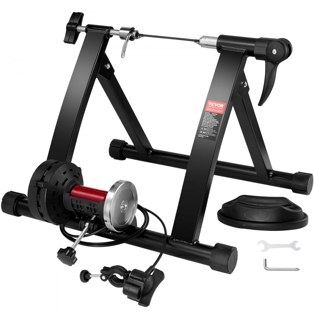 VEVOR Bike Trainer Stand, Magnetic Stationary Bike Stand for 26"-29" Wheels, 6 Resistance Settings, Noise Reduction Flywheel Motor, for Indoor Riding Exercise, Quick-Release Lever & Front Wheel Riser - XLJCDZLLDJD0NJQ6EV0