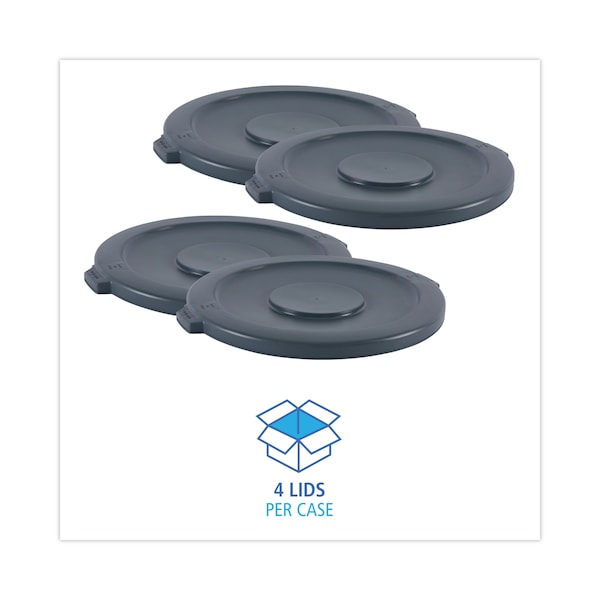 Boardwalk 44 Gal Flat-Top Lid Waste Receptacle Lids, Gray, Plastic - 1868184