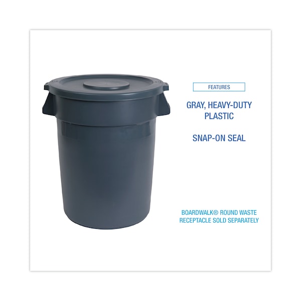 Boardwalk 44 Gal Flat-Top Lid Waste Receptacle Lids, Gray, Plastic - 1868184
