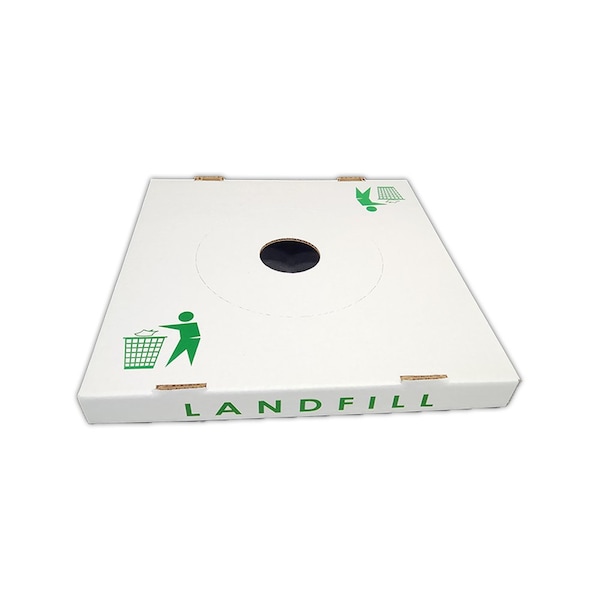 Alp Landfill Waste & Recycling Lids, 28 W/Dia, White, Corrugated Cardboard - ALP-C-42G-10PK-L-LANDFILL