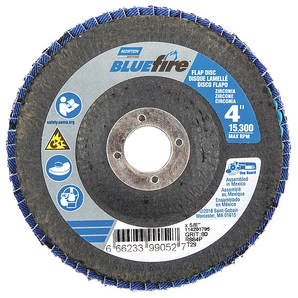 Disco de aletas Norton Abrasives, 4 pulgadas x 80 granos, 5/8 - 66623399052