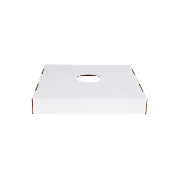 Partners Brand Trash Can Lid, 18 in W/Dia, White, 200#/ECT-32 Corrugated - CRRLIDHOLE