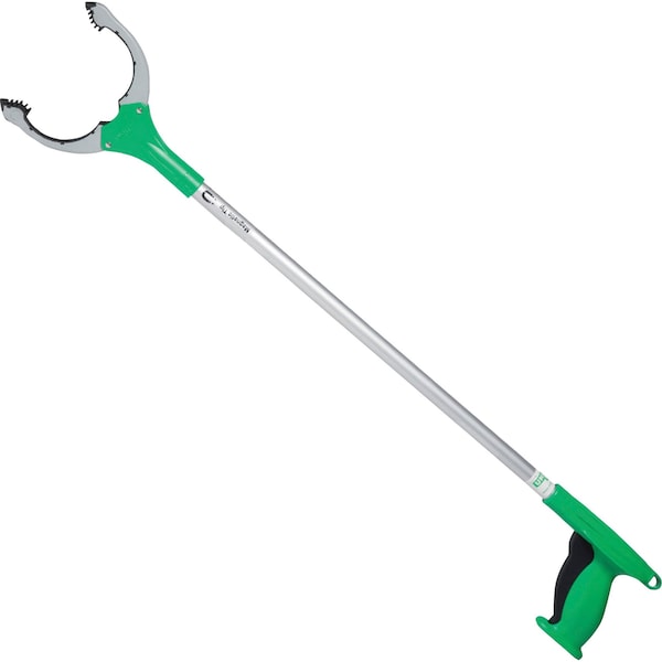 Unger Trash Grabber, Trigger Handle, 36 in L, 3 3/4 in Grabber Opening, Aluminum, Green - NT090