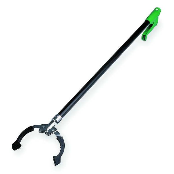 Unger Trash Grabber, Squeeze Handle, 36 in L, 4 1/4 in Grabber Opening, Steel, Green - NN900