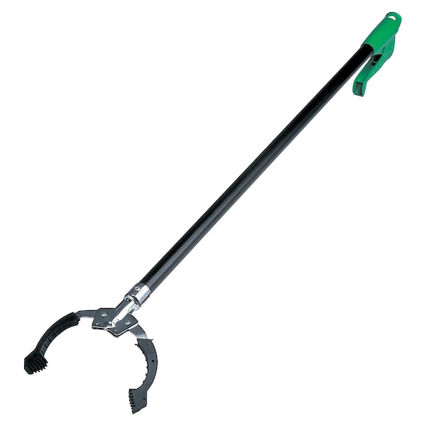 Unger Trash Grabber, Squeeze Handle, 36 in L, 4 1/4 in Grabber Opening, Steel, Green - NN900