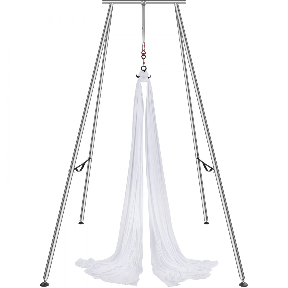 VEVOR Aerial Yoga Frame & Yoga Hammock, 9.67 ft Height Professional Yoga Swing Stand Comes with 6.6 Yards Aerial Hammock, Max 551.15 lbs Load Capacity Yoga Rig for Indoor Outdoor Aerial Yoga, White - KJDC6MDC293MXA96BV0