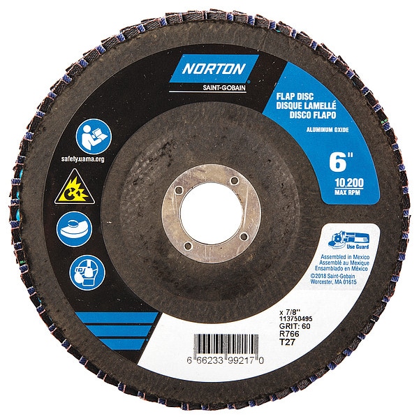 Disco de Láminas Norton Abrasives, 6 pulgadas x 60 granos, 7/8 - 66623399217