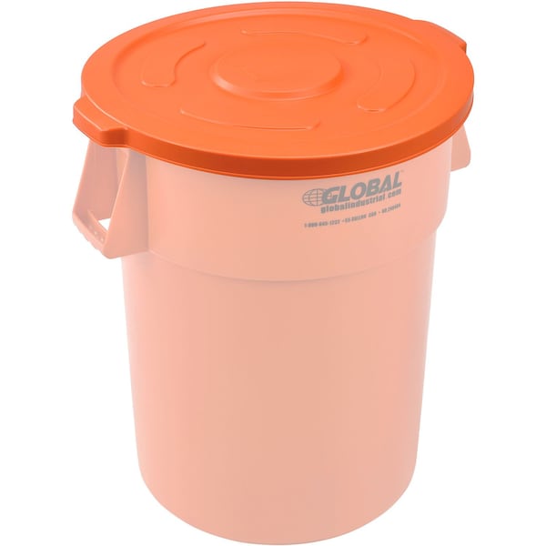 Global Industrial Flat Lid, 22.75 in W/Dia, Orange, Plastic - 240465OR