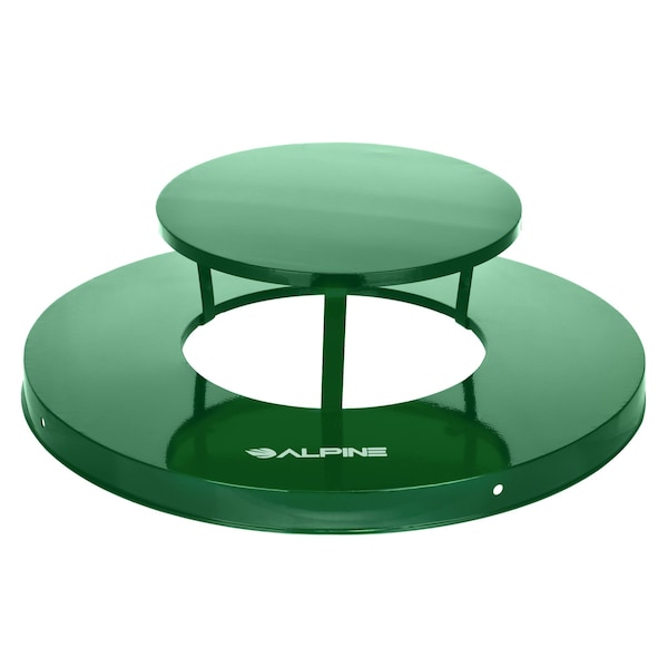 Alpine Industries Trash Can, 24.2 in W/Dia, Green, Galvanized Steel - ALP479-38-A-GRN
