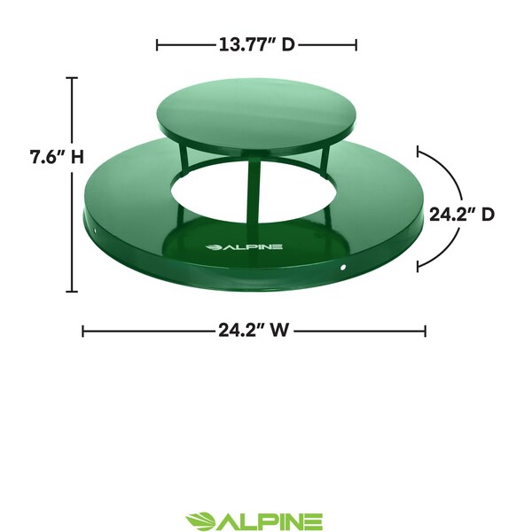 Alpine Industries Trash Can, 24.2 in W/Dia, Green, Galvanized Steel - ALP479-38-A-GRN