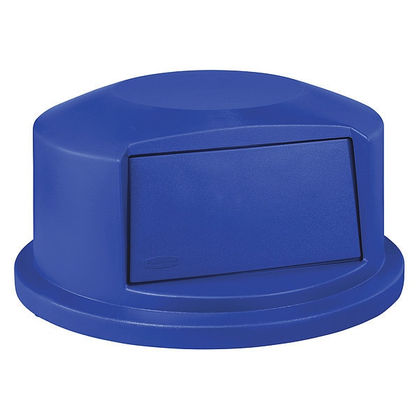 Rubbermaid Commercial 44 gal Dome with Push Door Trash Can Lid, 24 3/4 in W/Dia, Blue, Resin, 1 Openings - 1834840