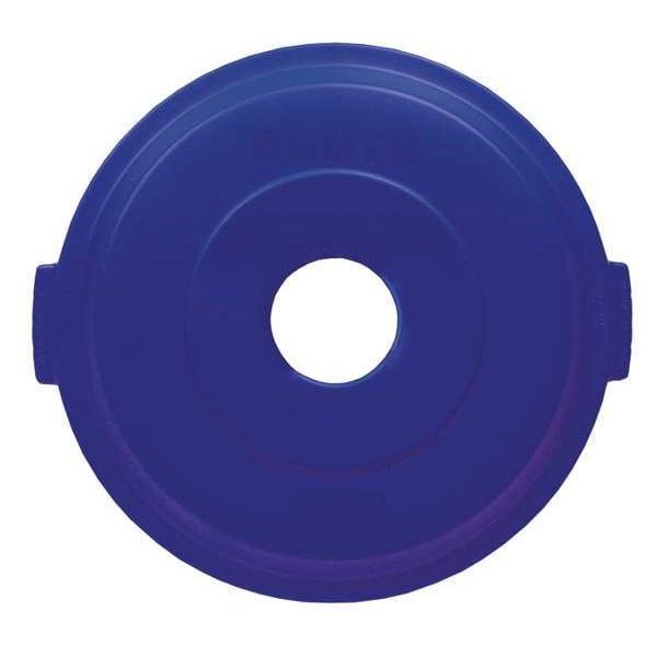Rubbermaid Commercial 32 gal Flat Bottle and Can Recycling Top, 21 in W/Dia, Blue, HDPE, 1 Openings - 1788376