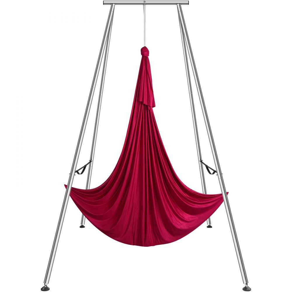 VEVOR Aerial Yoga Frame & Yoga Hammock, 9.67 ft Height Professional Yoga Swing Stand Comes with 6.6 Yards Aerial Hammock, Max 551.15 lbs Load Capacity, Yoga Rig for Indoor Outdoor Aerial Yoga, Red - KJDC6MDC293M13PCAV0